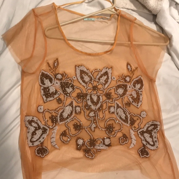 Urban Outfitters Beaded Mesh Top - Picture 1 of 3